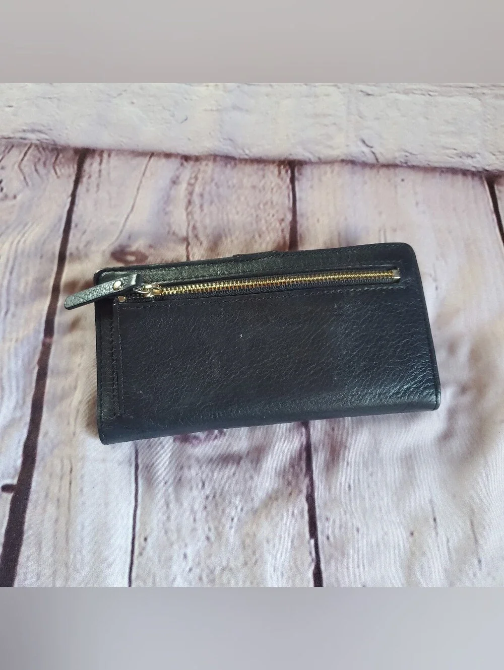 Kate Spade Slim Bailey Black Pebbled Leather Wallet Bifold Credit Checkbook